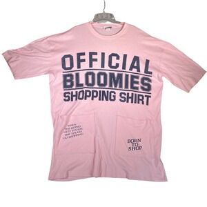 Vintage Jemco Sportswear Pink Official Bloomies Shopping Shirt Oversized Pockets